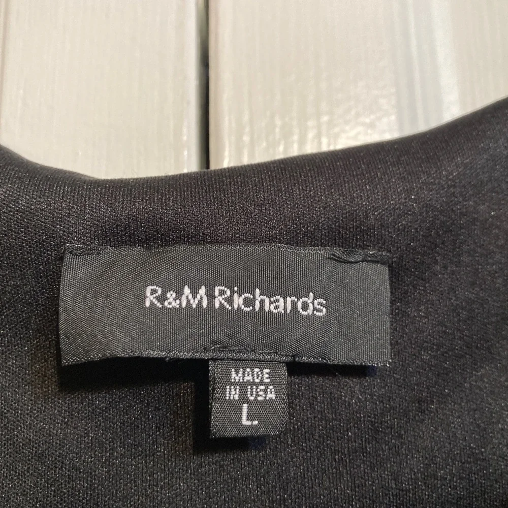 6/27/26 R&M Richards Black Glitter Shimmer Sleeveless Evening Tank Top Size L - Picture 2 of 9